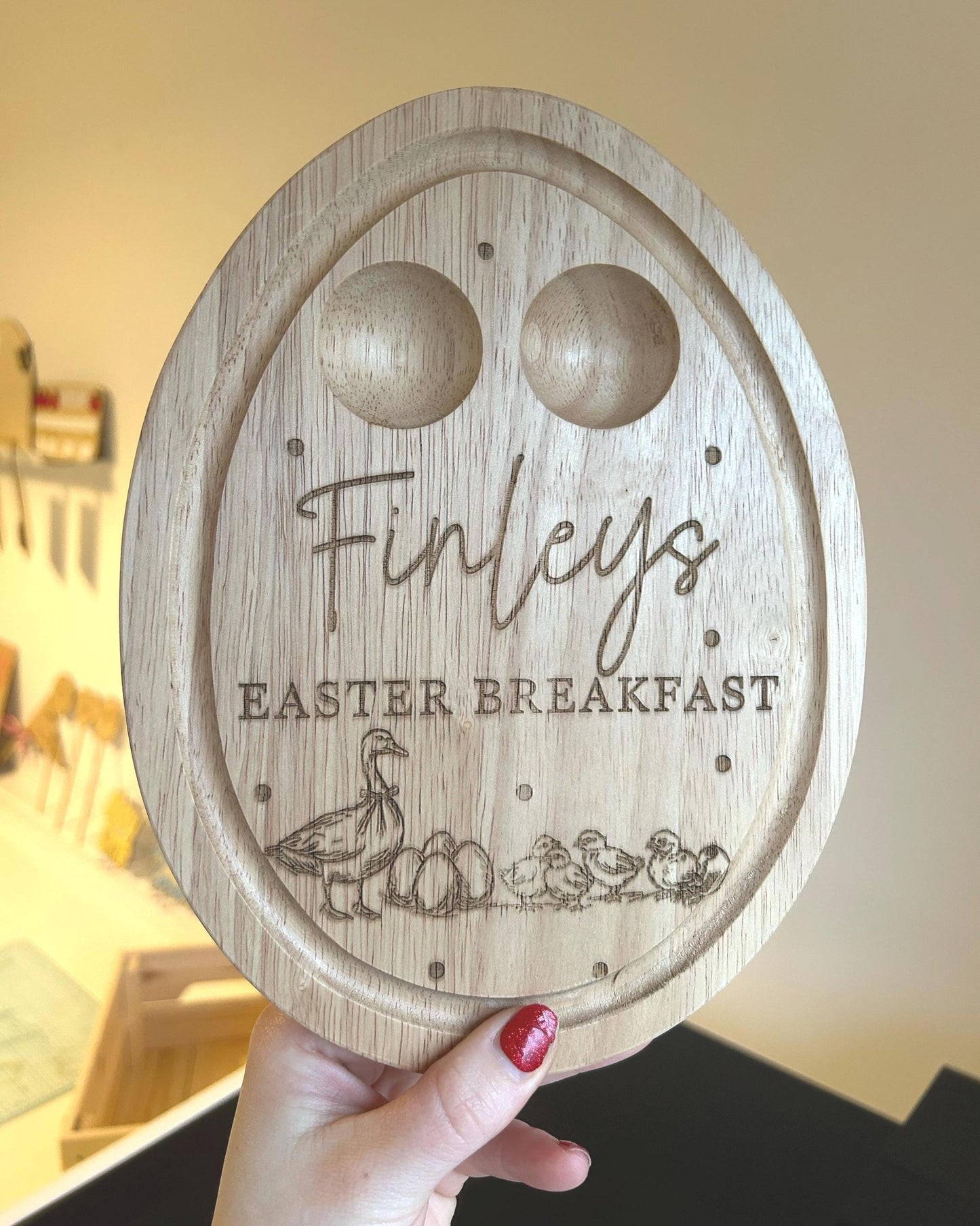 Personalised Easter Breakfast Board – Handmade Wooden Dippy Egg & Soldiers Board
