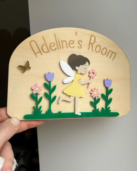 Whimsical Personalised Fairy Bedroom Sign – Handmade Wooden "Secret Garden" Door Decor