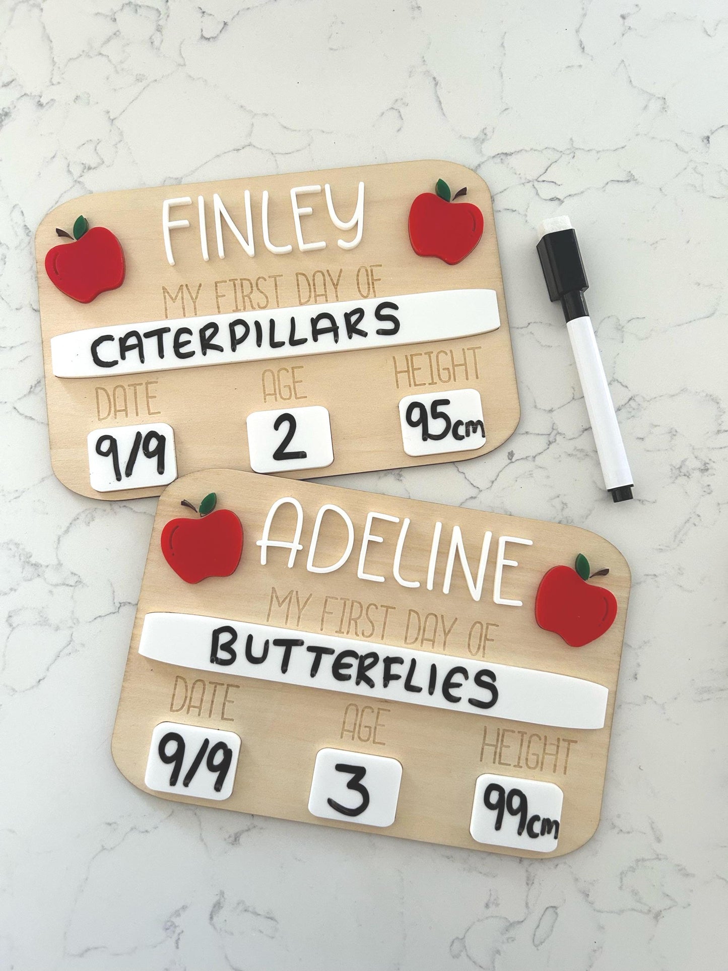 Personalised First Day of School Board – Handmade Wooden & Whiteboard Milestone Sign