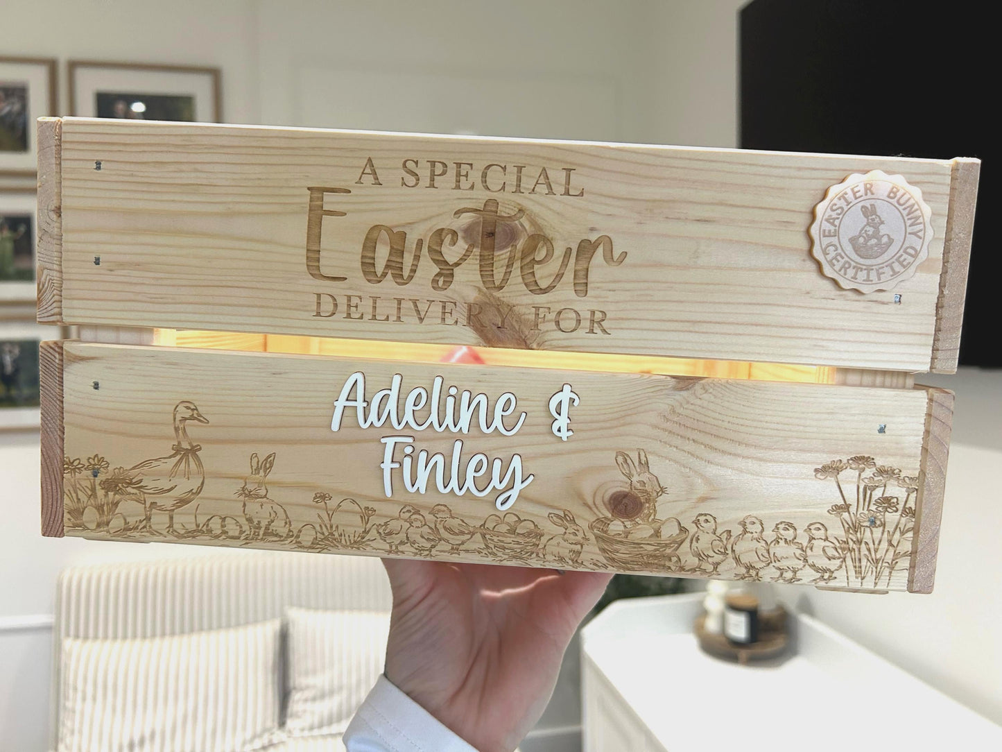 Personalised Easter Crate – Handmade Wooden Memory Box & Hamper