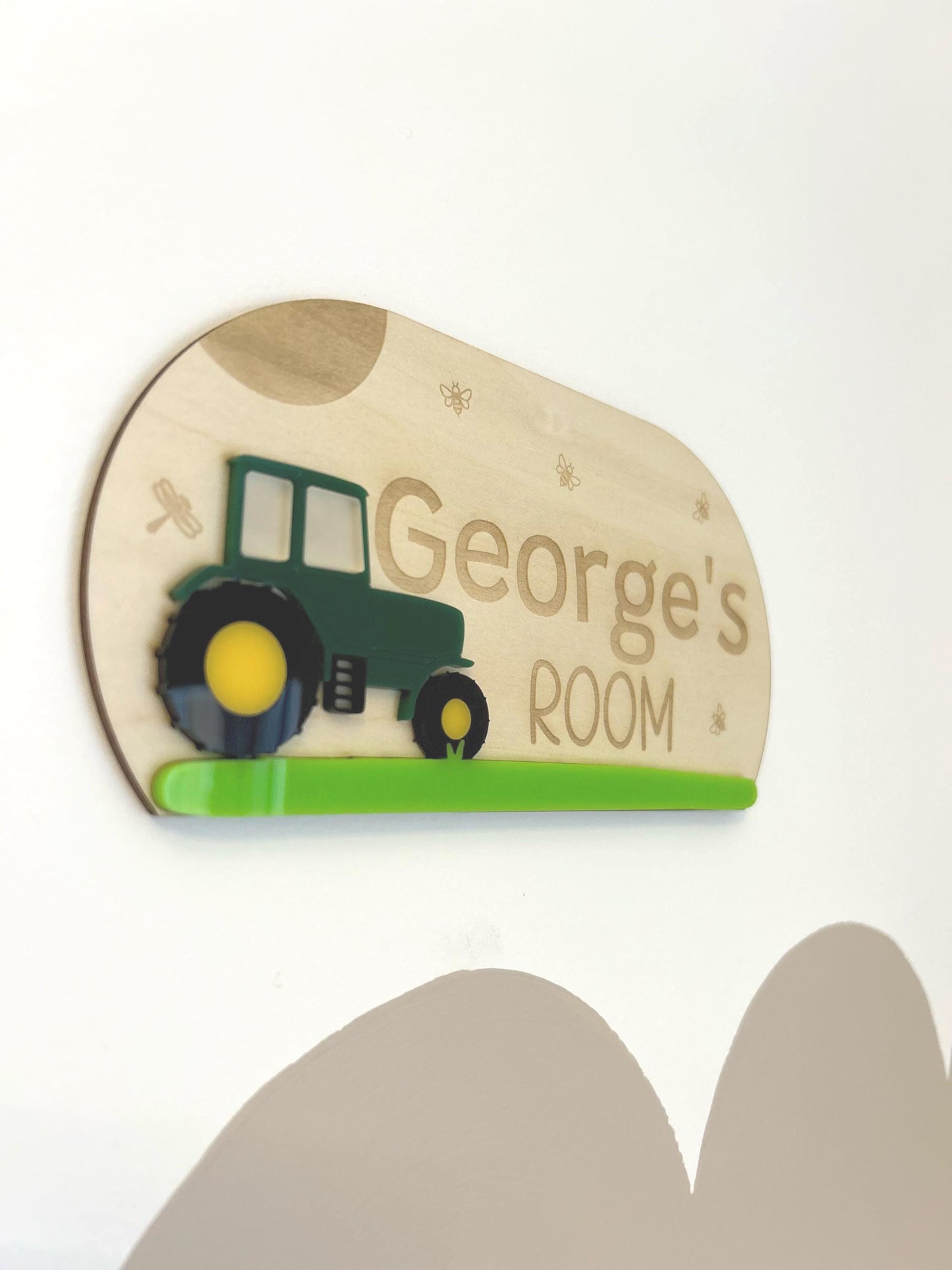 Personalised Tractor Door Sign – Handmade Wooden & Acrylic Playroom Wall Art