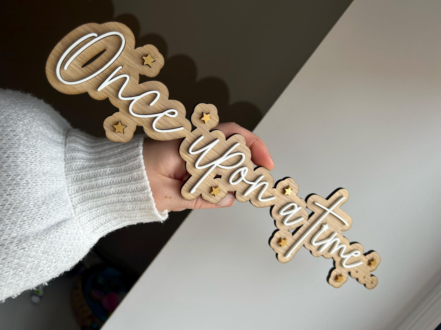 "Once Upon a Time" Wooden Wall Art – Whimsical Fairytale Decor for Nursery & Playroom