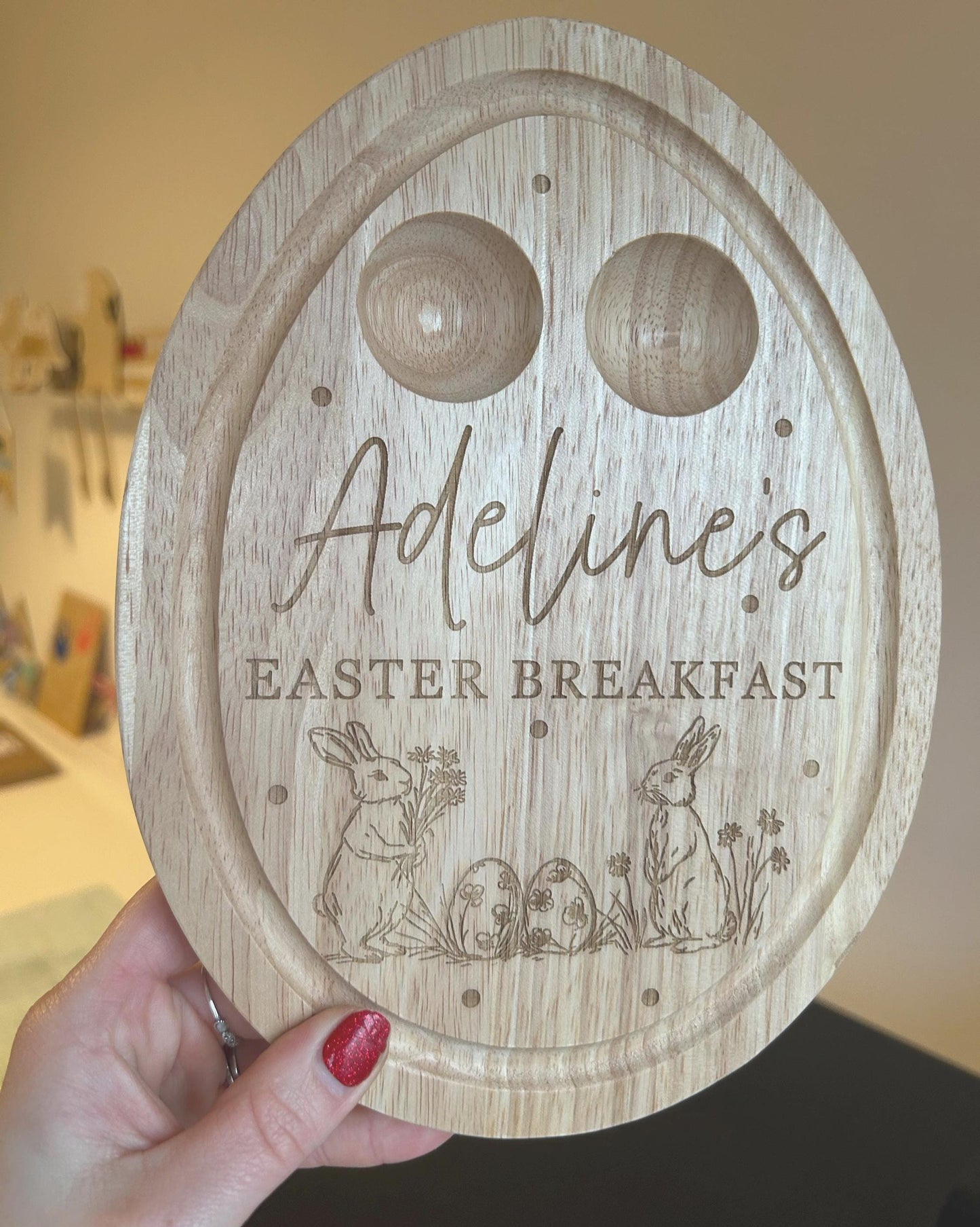 Personalised Easter Breakfast Board – Handmade Wooden Dippy Egg & Soldiers Board