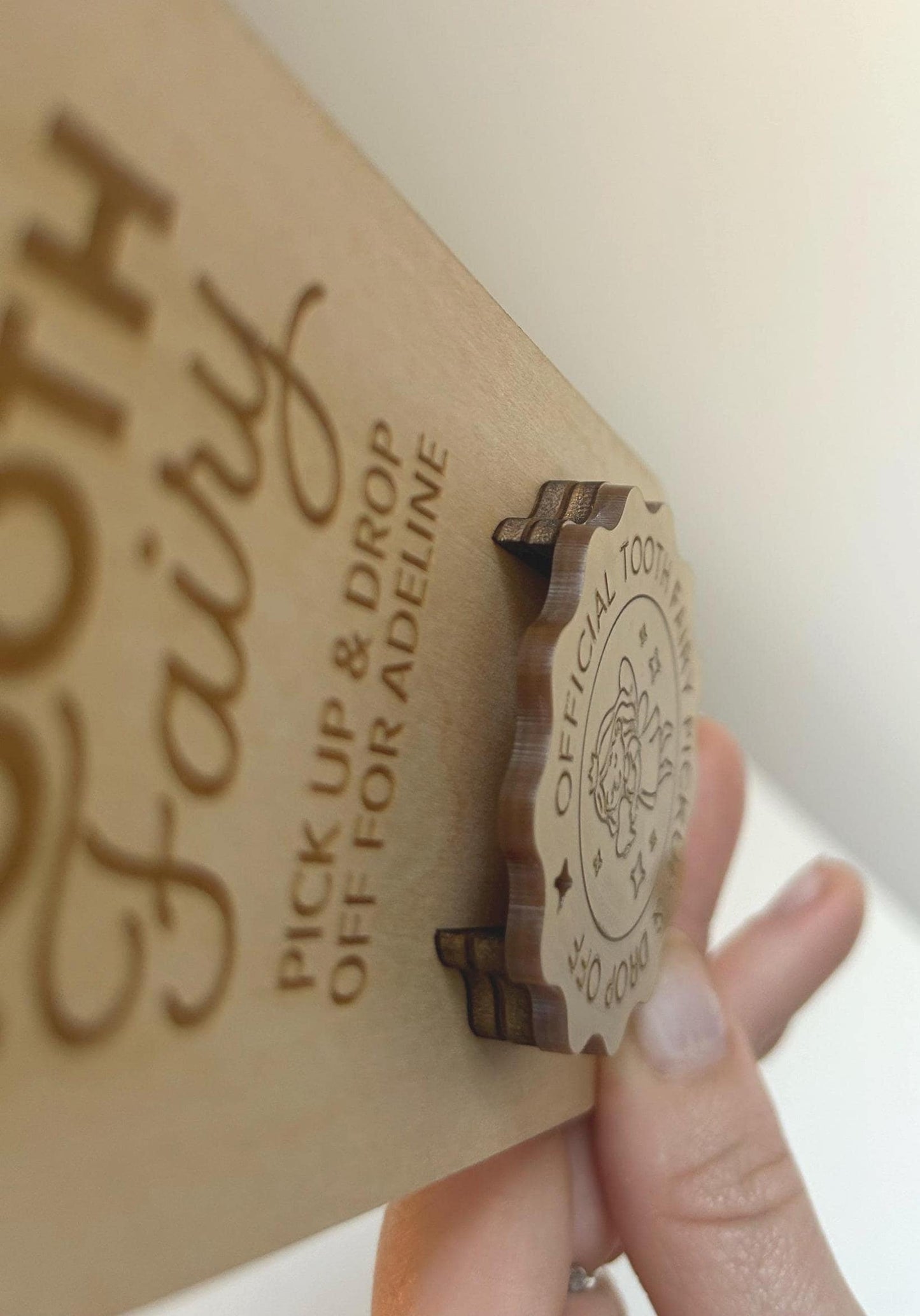 Whimsical Personalised Tooth Fairy Door Hanger – Handmade Wooden Tooth Pouch & Keepsake