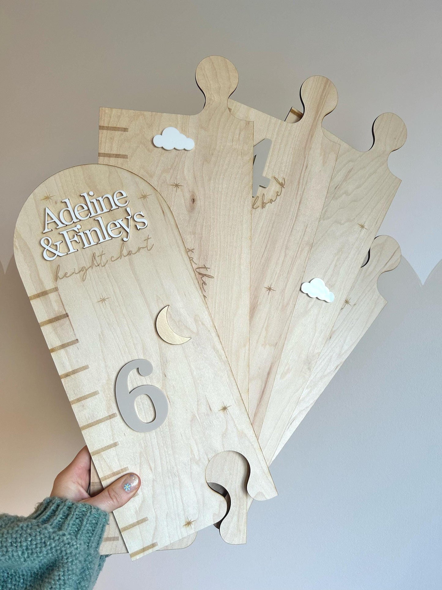"To the Moon and Back" Height Chart – Personalised Wooden Growth Tracker