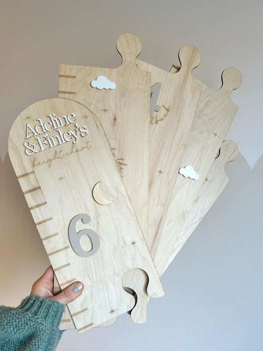 "To the Moon and Back" Height Chart – Personalised Wooden Growth Tracker