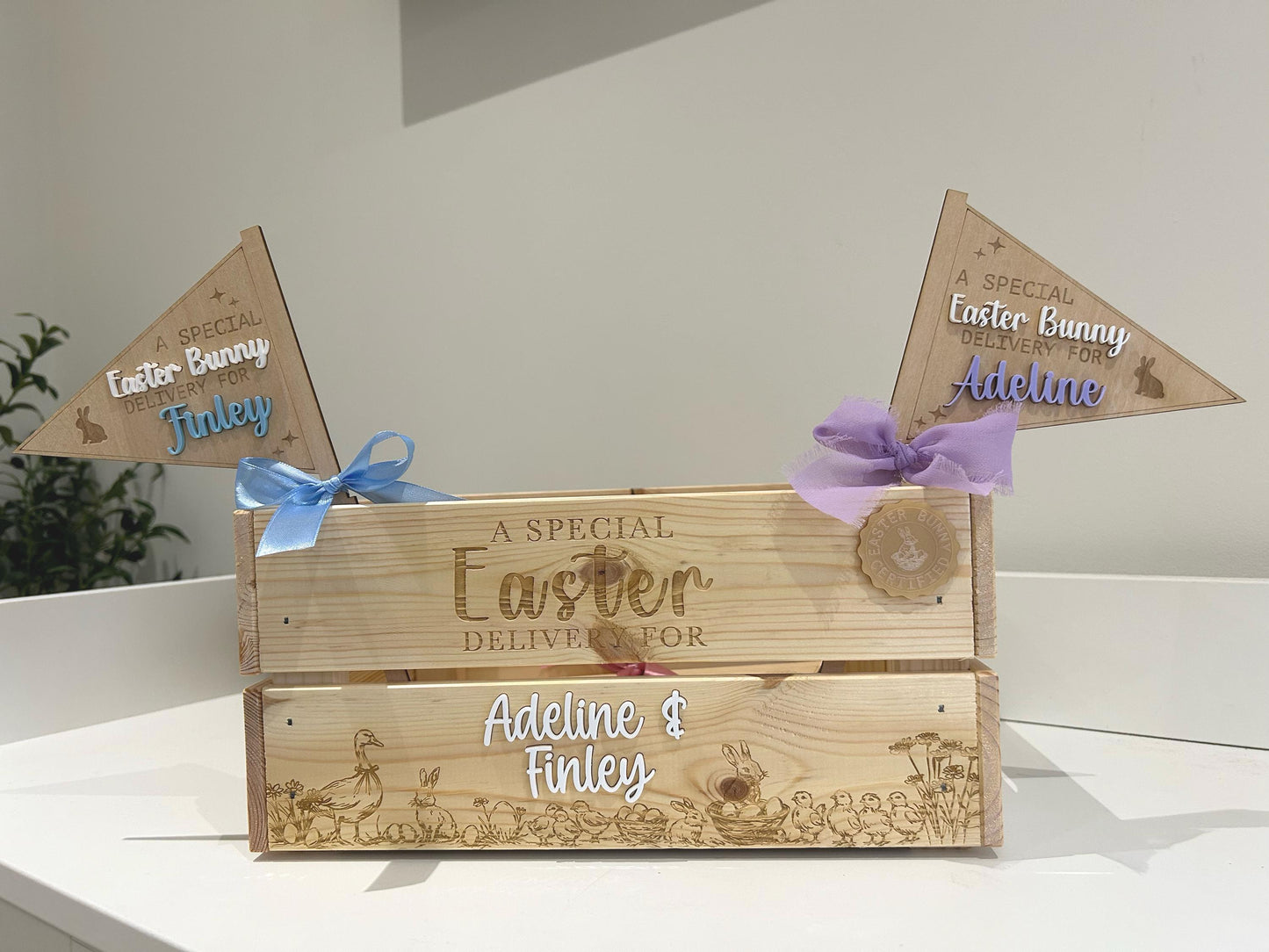 Personalised Easter Crate – Handmade Wooden Memory Box & Hamper