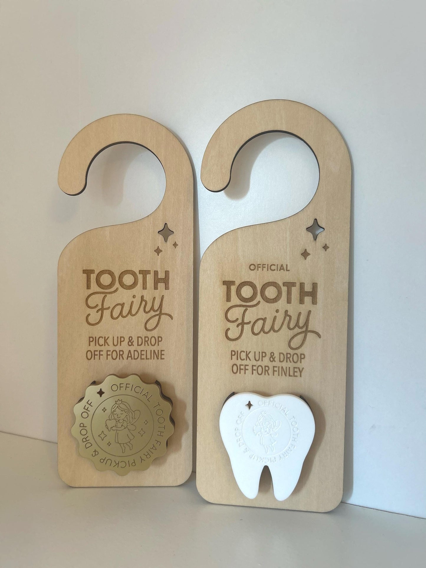 Whimsical Personalised Tooth Fairy Door Hanger – Handmade Wooden Tooth Pouch & Keepsake