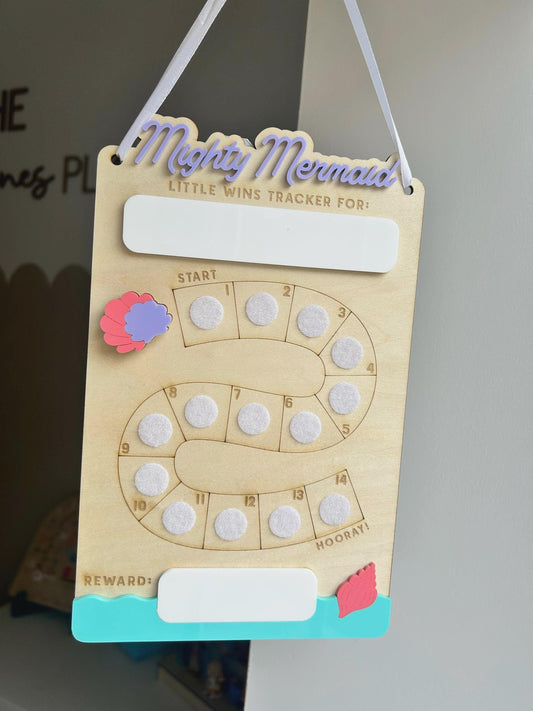 The Mighty Mermaid Reward | Personalised Mermaid Shell & Dry-Erase Treasure Chart