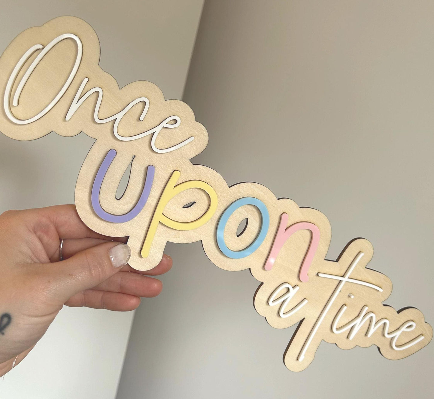"Once Upon a Time" Wooden Wall Art – Whimsical Fairytale Sign for Kids' Rooms
