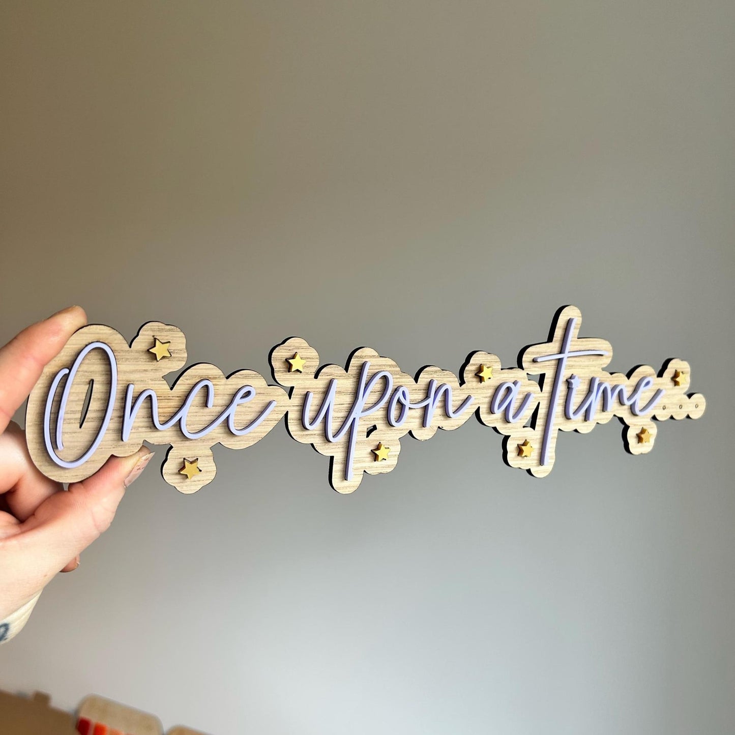 "Once Upon a Time" Wooden Wall Art – Whimsical Fairytale Decor for Nursery & Playroom