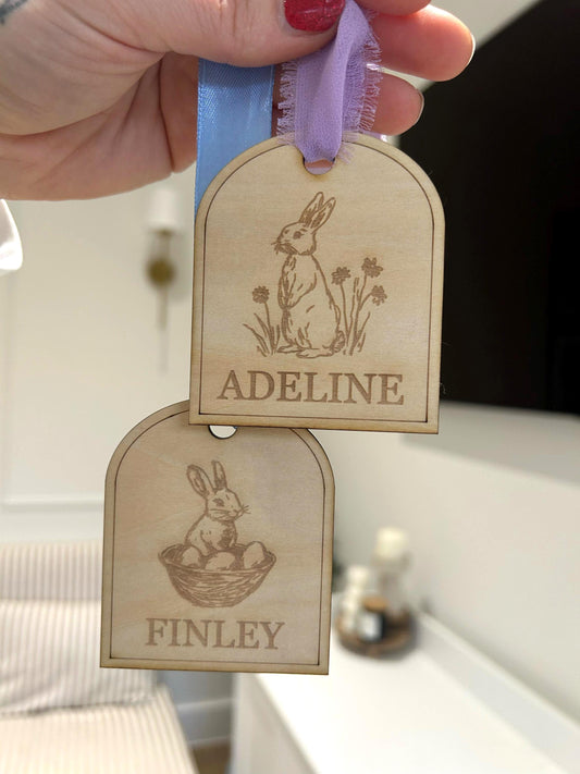 Personalised Easter Basket Tag – Handmade Wooden Keepsake Charm