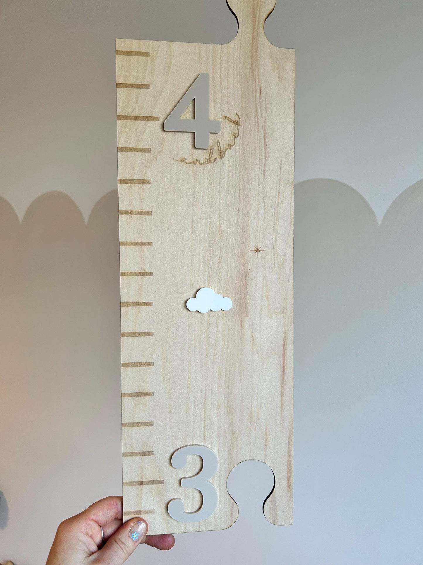 "To the Moon and Back" Height Chart – Personalised Wooden Growth Tracker
