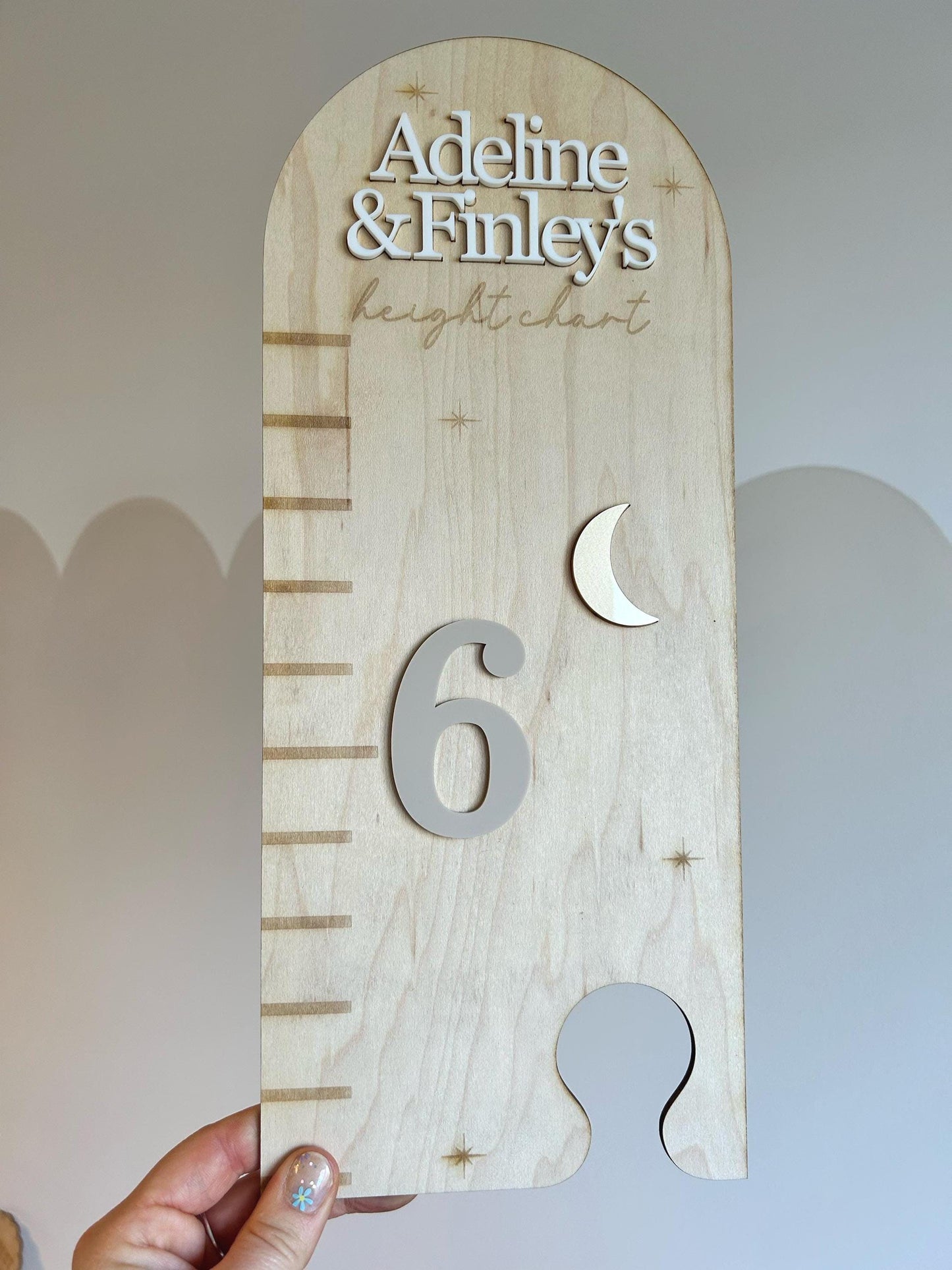 "To the Moon and Back" Height Chart – Personalised Wooden Growth Tracker