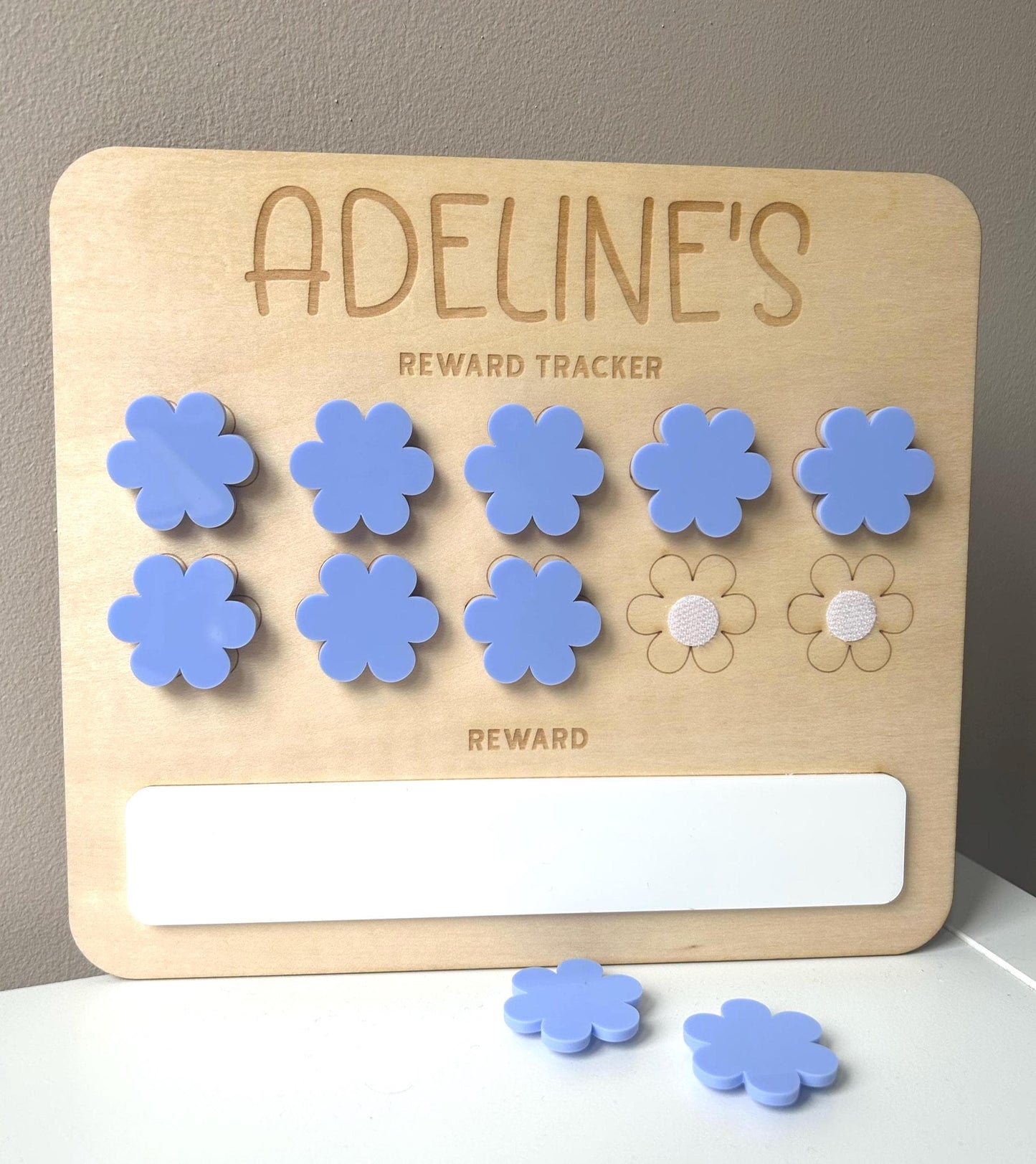Personalised Flower Reward Chart – Handmade Wooden & Velcro Milestone Tracker
