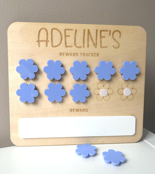 Personalised Flower Reward Chart – Handmade Wooden & Velcro Milestone Tracker